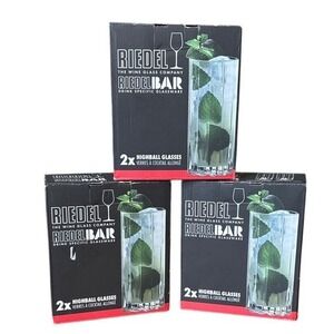 Riedel Fine Crystal Highball Glasses (Set of 6) GIFT Cocktail Party NEW